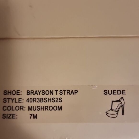 Michael Kors BRAYSON T STRAP Mushroom Suede Peep-Toe Heels Tan - Picture 12 of 12